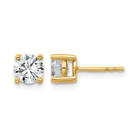 14k 1 1/2 carat Lab Grown Diamond VS/SI+ G+ Round Complete Four Prong Heavyweight Stud Earrings