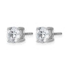 14k White Gold 2 carat Certified Lab Grown Diamond VS/SI+ G+ Round Complete Four Prong Heavyweight Stud Earrings