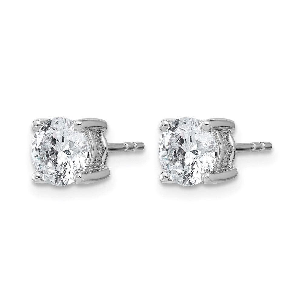14k White Gold 2 carat Certified Lab Grown Diamond VS/SI+ G+ Round Complete Four Prong Heavyweight Stud Earrings