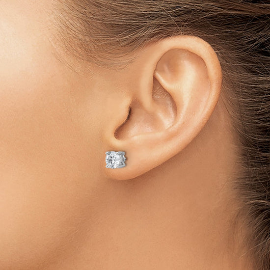 14k White Gold 2 carat Lab Grown Diamond VS+ F+ Round Complete Four Prong Heavyweight Stud Earrings