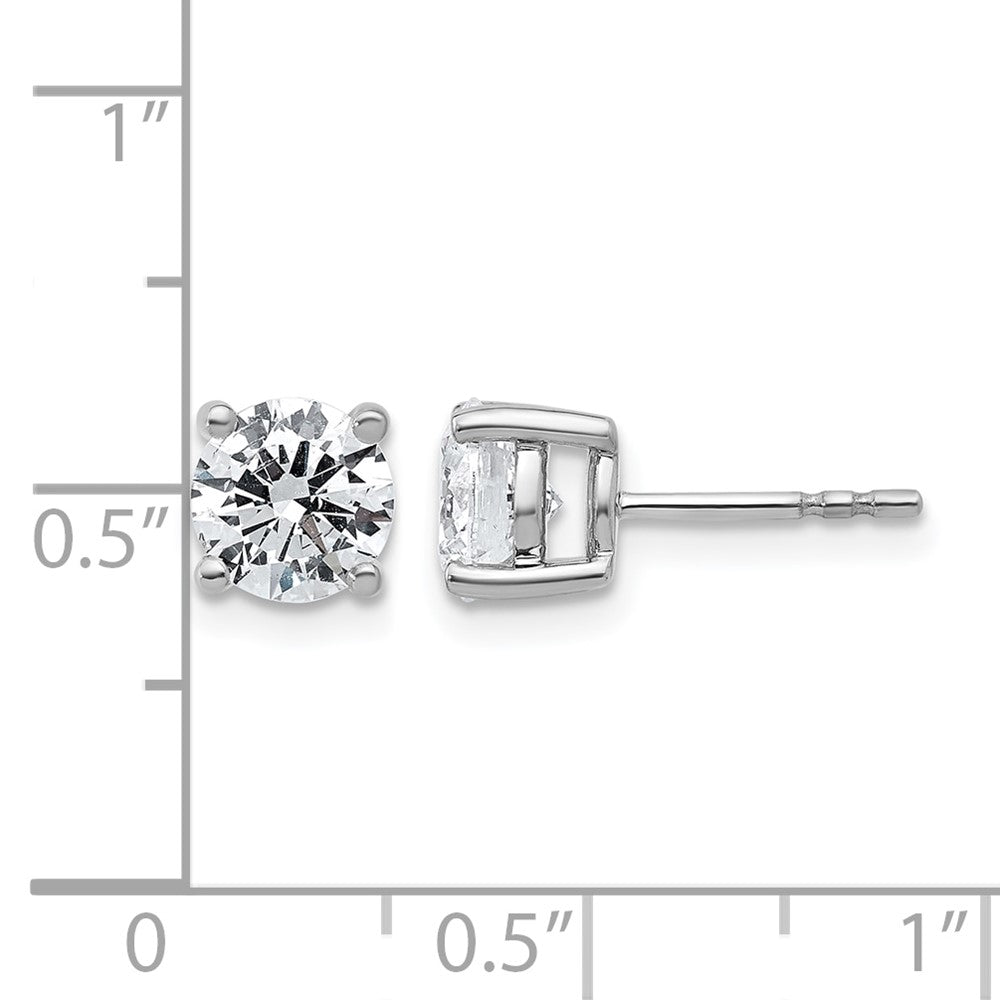 14k White Gold 2 carat Certified Lab Grown Diamond VS/SI+ G+ Round Complete Four Prong Heavyweight Stud Earrings