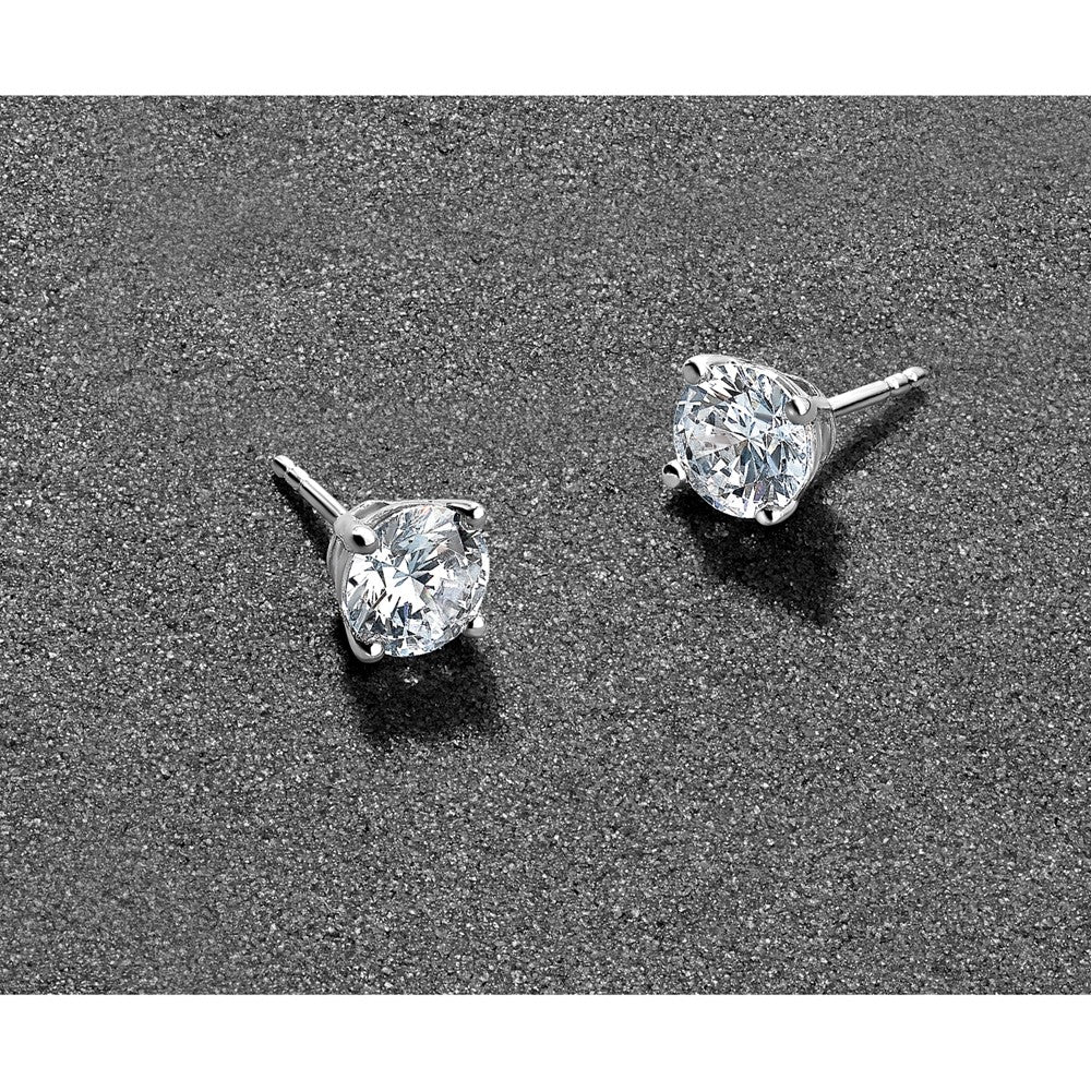 14k White Gold 1 carat Certified Lab Grown Diamond VS+ F+ Round Complete Four Prong Heavyweight Stud Earrings