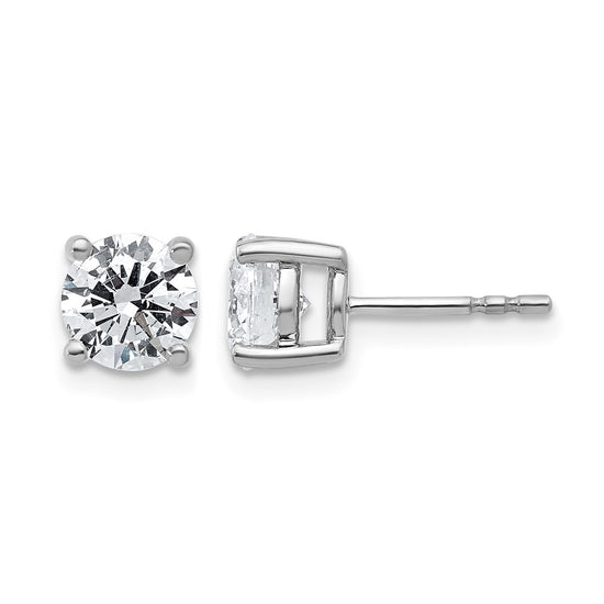 14k White Gold 2 carat Lab Grown Diamond VS+ F+ Round Complete Four Prong Heavyweight Stud Earrings