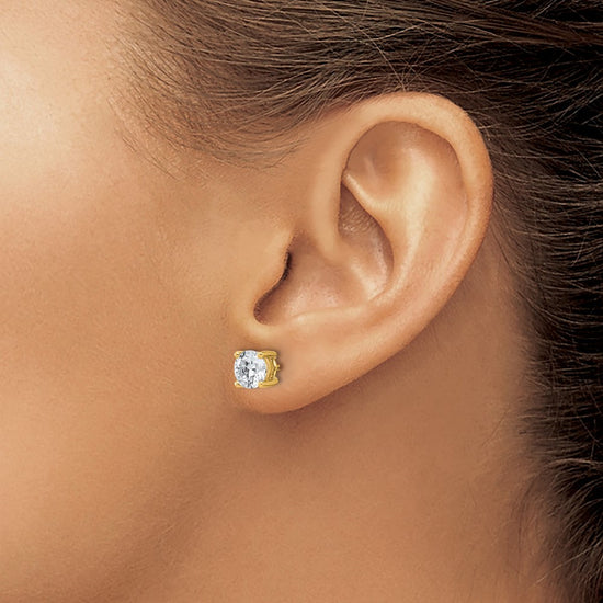 14k 2 carat Certified Lab Grown Diamond VS/SI+ G+ Round Complete Four Prong Heavyweight Stud Earrings