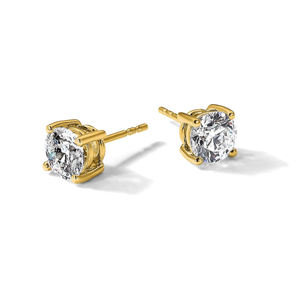 14k 2 carat Certified Lab Grown Diamond VS/SI+ G+ Round Complete Four Prong Heavyweight Stud Earrings
