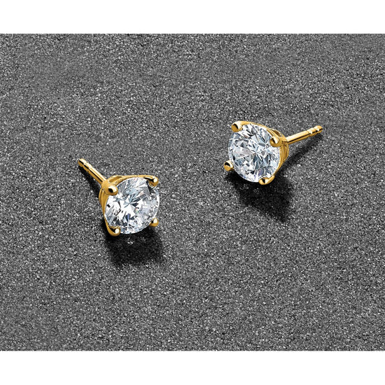 14k 1 1/2 carat Certified Lab Grown Diamond VS/SI+ G+ Round Complete Four Prong Heavyweight Stud Earrings