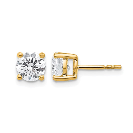 14k 2 carat Certified Lab Grown Diamond VS/SI+ G+ Round Complete Four Prong Heavyweight Stud Earrings
