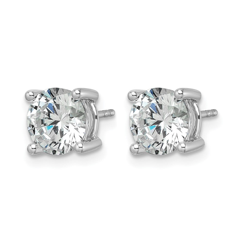 14k White Gold 3 carat Lab Grown Diamond VS/SI+ G+ Round Complete Four Prong Heavyweight Stud Earrings