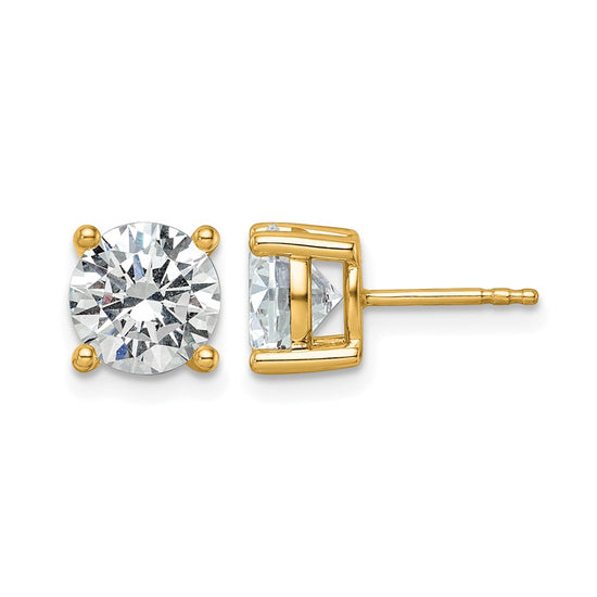 14k 3 carat Certified Lab Grown Diamond VS/SI+ G+ Round Complete Four Prong Heavyweight Stud Earrings