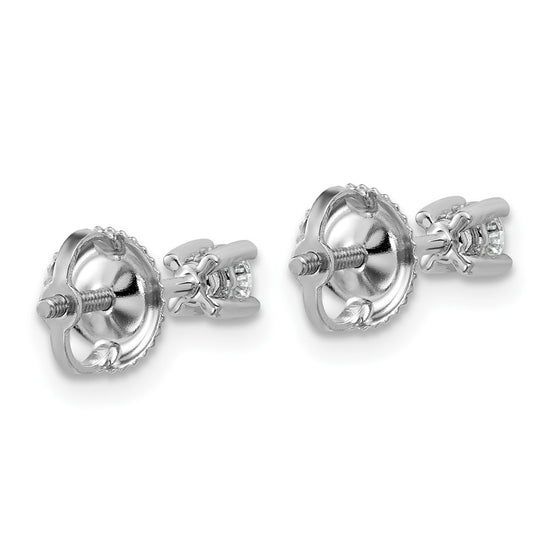 14k White Gold 1/5 carat Lab Grown Diamond VS+ F+ Round Complete Four Prong Screwback Heavyweight Stud Earrings