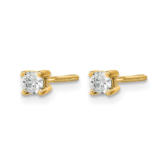 14k 1/5 carat Lab Grown Diamond VS+ F+ Round Complete Four Prong Screwback Heavyweight Stud Earrings