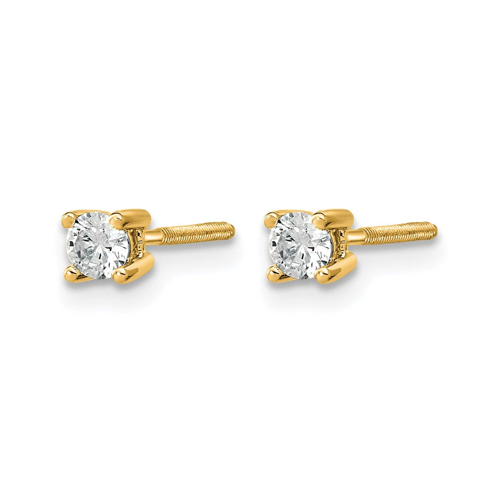 14k 1/5 carat Lab Grown Diamond VS+ F+ Round Complete Four Prong Screwback Heavyweight Stud Earrings