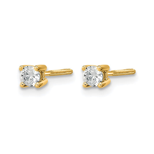 14k 1/5 carat Lab Grown Diamond VS/SI+ G+ Round Complete Four Prong Screwback Heavyweight Stud Earrings