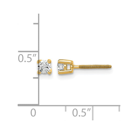 14k 1/5 carat Certified Lab Grown Diamond VS+ F+ Round Complete Four Prong Screwback Heavyweight Stud Earrings