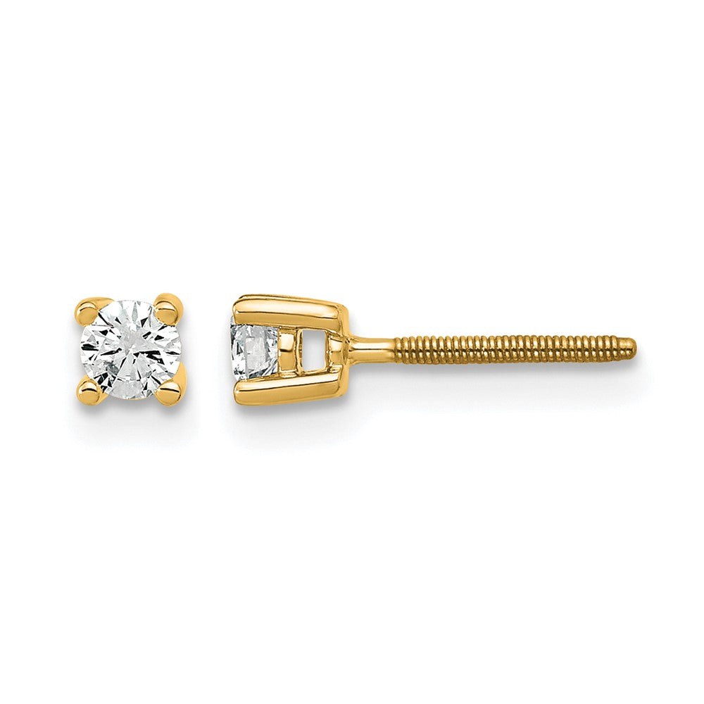 14k 1/5 carat Lab Grown Diamond VS+ F+ Round Complete Four Prong Screwback Heavyweight Stud Earrings