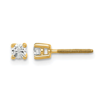 14k 1/5 carat Lab Grown Diamond VS+ F+ Round Complete Four Prong Screwback Heavyweight Stud Earrings
