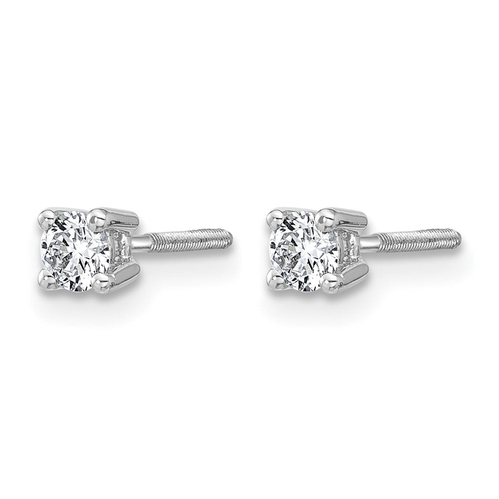 14k White Gold 1/4 carat Lab Grown Diamond VS+ F+ Round Complete Four Prong Screwback Heavyweight Stud Earrings