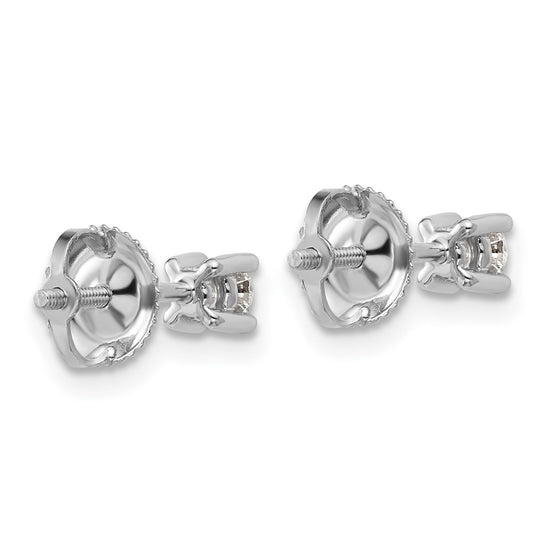 14k White Gold 1/4 carat Lab Grown Diamond VS+ F+ Round Complete Four Prong Screwback Heavyweight Stud Earrings