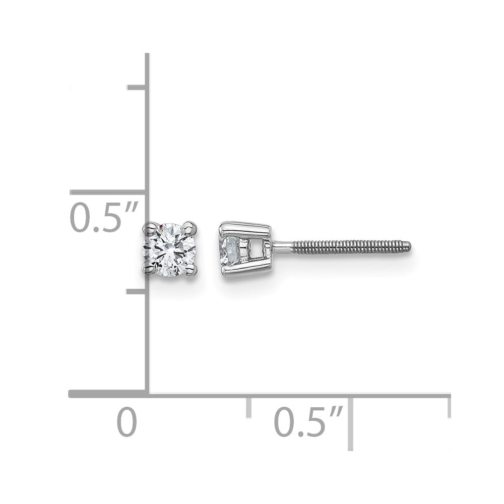 14k White Gold 1/4 carat Lab Grown Diamond VS+ F+ Round Complete Four Prong Screwback Heavyweight Stud Earrings