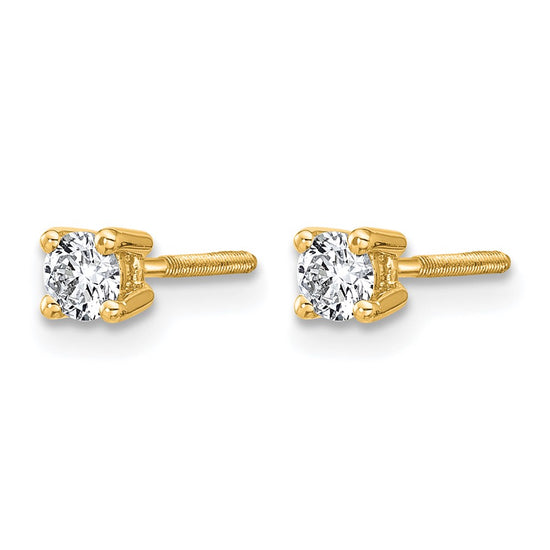 14k 1/4 carat Lab Grown Diamond VS+ F+ Round Complete Four Prong Screwback Heavyweight Stud Earrings