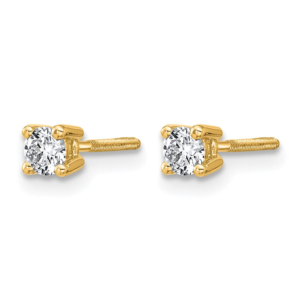 14k 1/4 carat Lab Grown Diamond VS+ F+ Round Complete Four Prong Screwback Heavyweight Stud Earrings