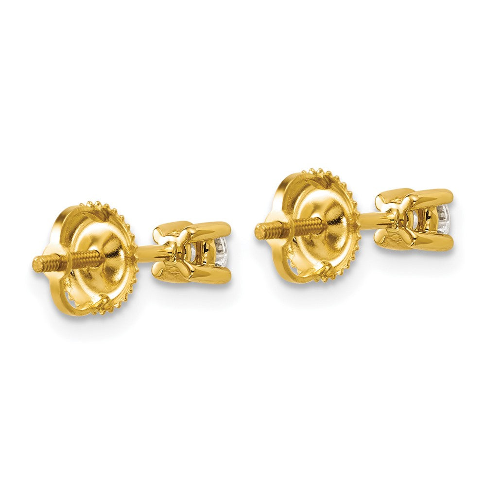 14k 1/4 carat Lab Grown Diamond VS+ F+ Round Complete Four Prong Screwback Heavyweight Stud Earrings