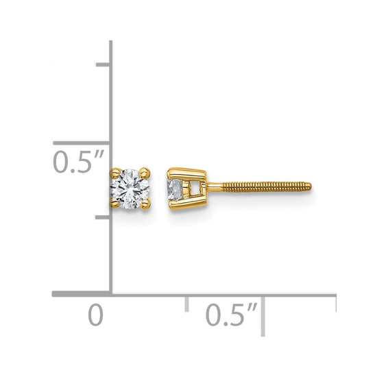 14k 1/4 carat Lab Grown Diamond VS+ F+ Round Complete Four Prong Screwback Heavyweight Stud Earrings