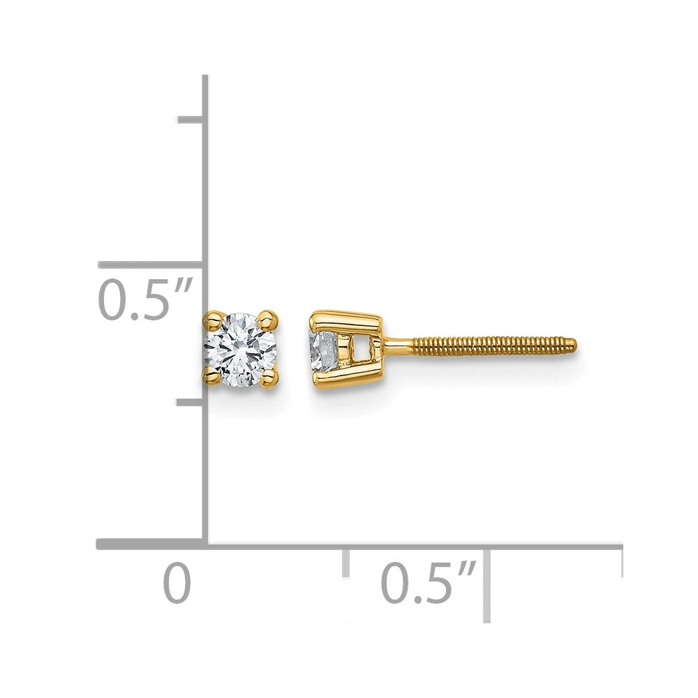 14k 1/4 carat Lab Grown Diamond VS+ F+ Round Complete Four Prong Screwback Heavyweight Stud Earrings