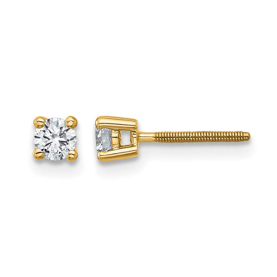 14k 1/4 carat Lab Grown Diamond VS+ F+ Round Complete Four Prong Screwback Heavyweight Stud Earrings