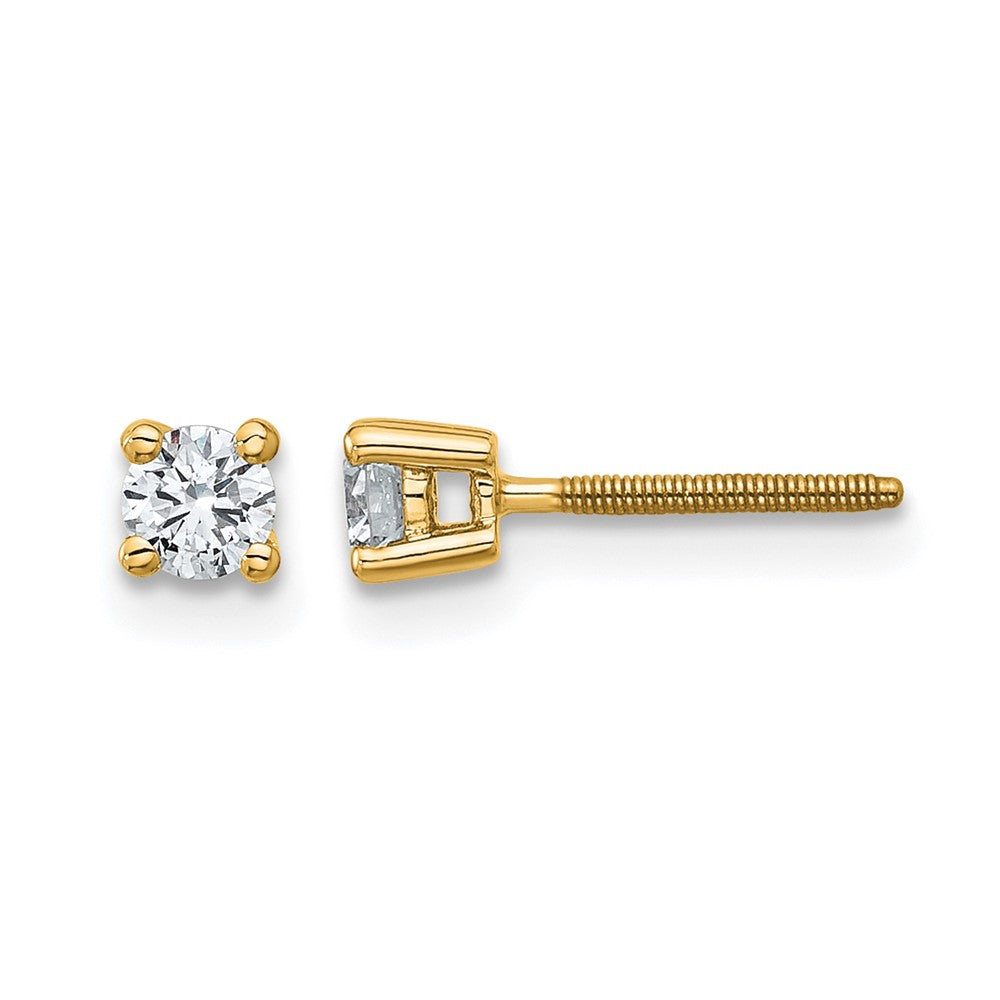 14k 1/4 carat Lab Grown Diamond VS+ F+ Round Complete Four Prong Screwback Heavyweight Stud Earrings