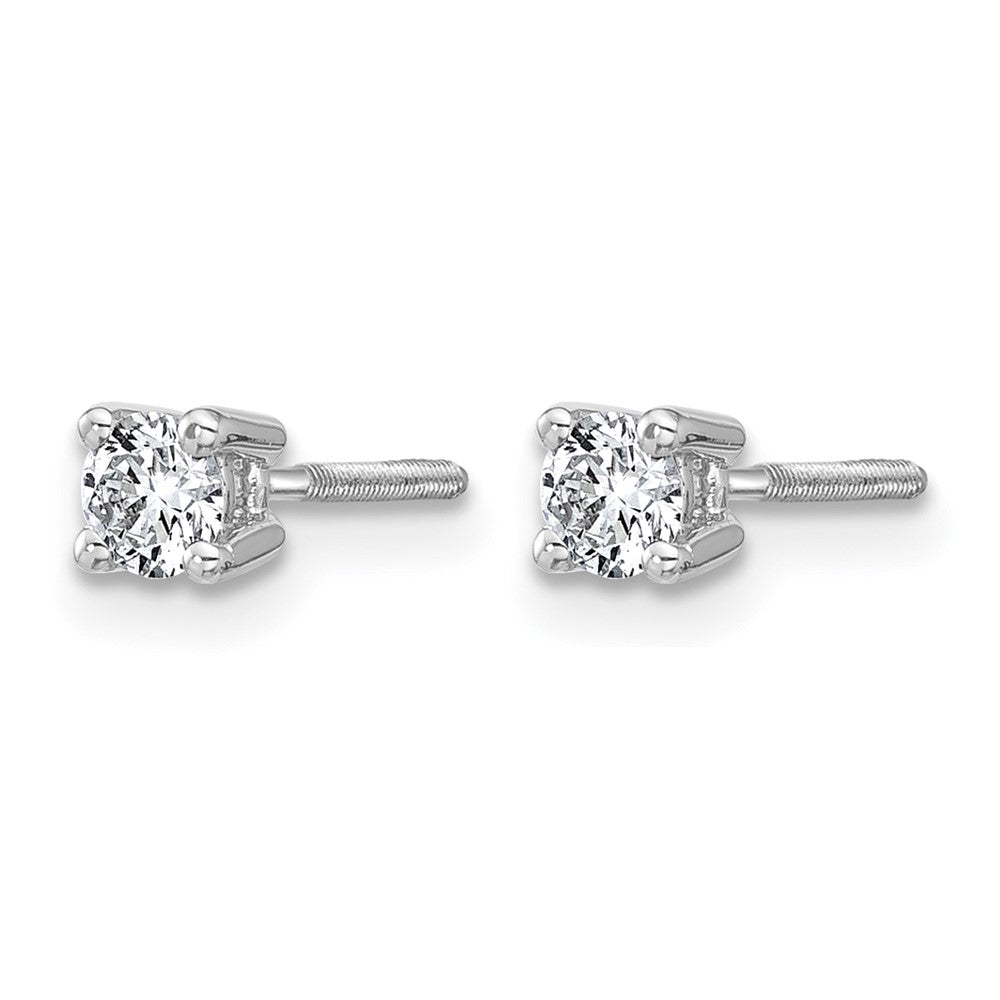 14k White Gold 1/3 carat Lab Grown Diamond VS+ F+ Round Complete Four Prong Screwback Heavyweight Stud Earrings