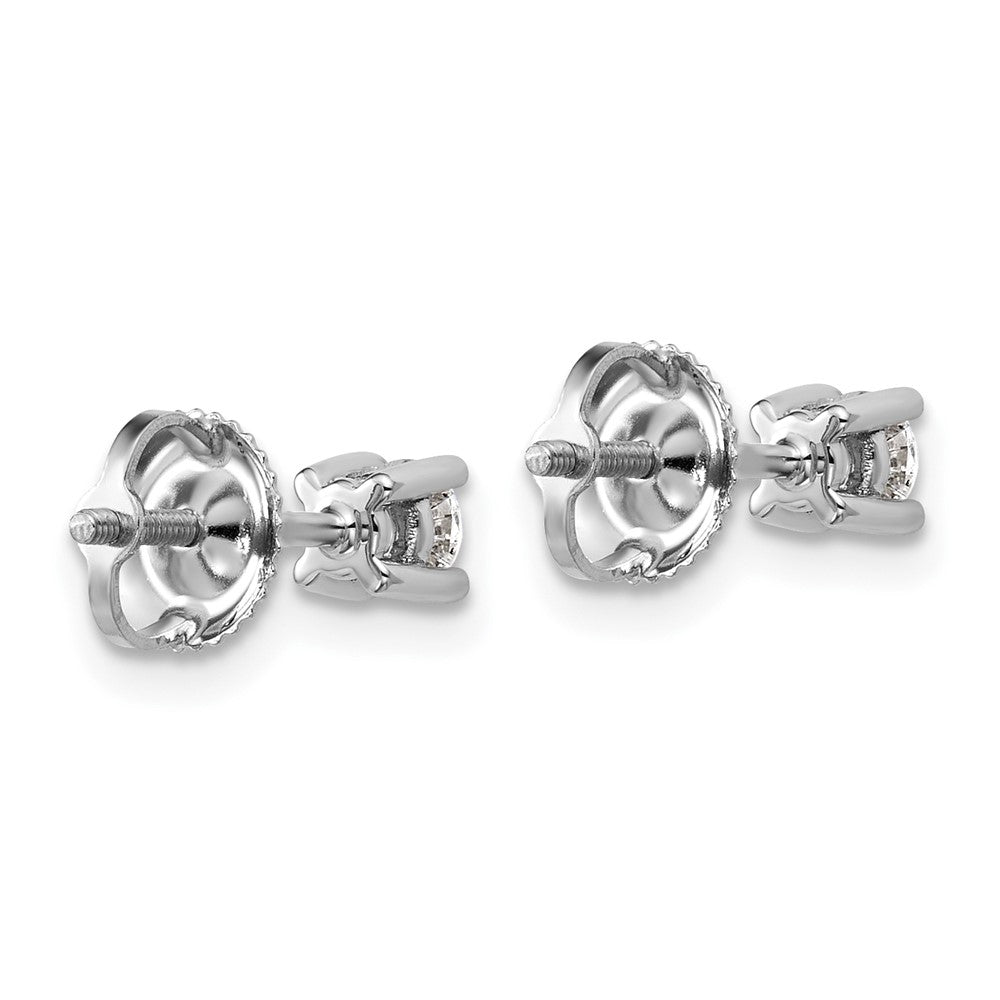 14k White Gold 1/3 carat Lab Grown Diamond VS/SI+ G+ Round Complete Four Prong Screwback Heavyweight Stud Earrings