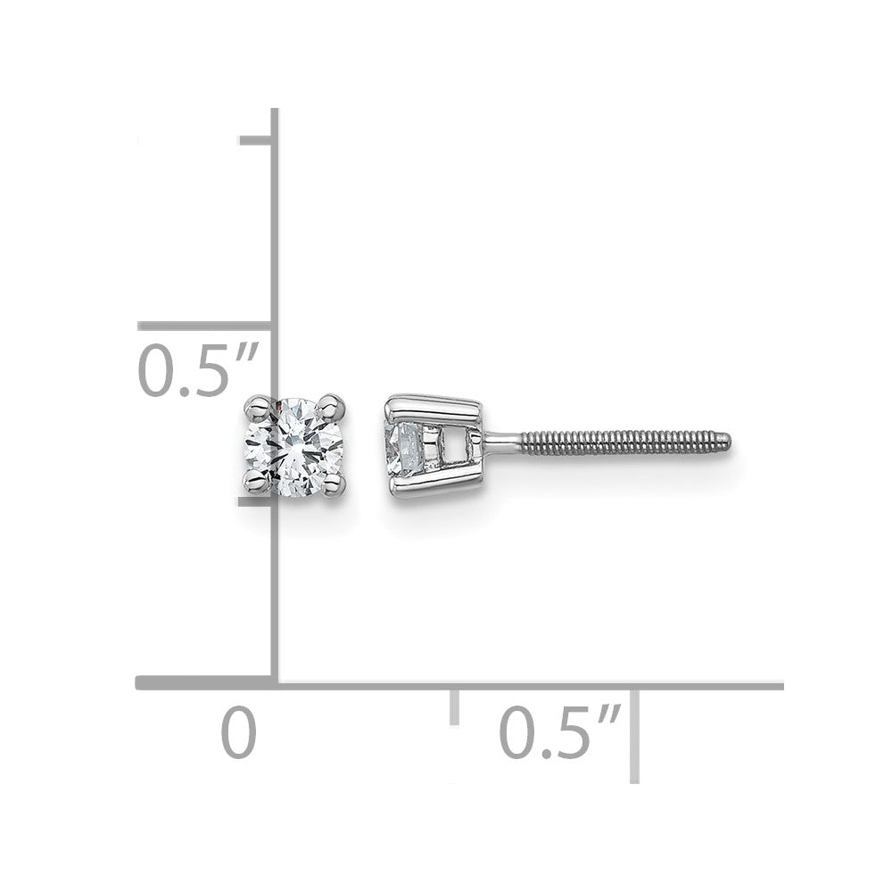 14k White Gold 1/3 carat Lab Grown Diamond VS+ F+ Round Complete Four Prong Screwback Heavyweight Stud Earrings