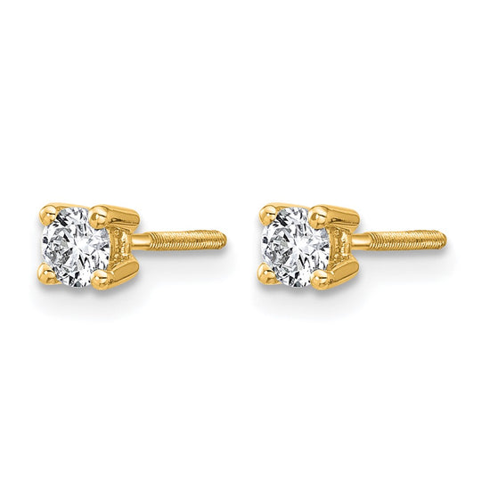 14k 1/3 carat Lab Grown Diamond VS+ F+ Round Complete Four Prong Screwback Heavyweight Stud Earrings