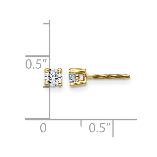 14k 1/3 carat Lab Grown Diamond VS+ F+ Round Complete Four Prong Screwback Heavyweight Stud Earrings