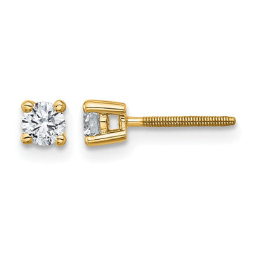 14k 1/3 carat Lab Grown Diamond VS/SI+ G+ Round Complete Four Prong Screwback Heavyweight Stud Earrings