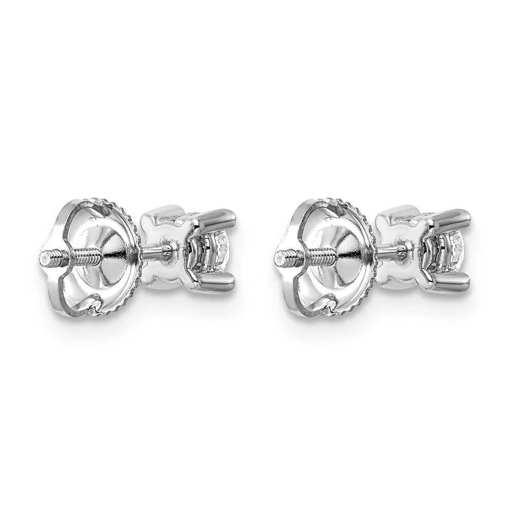 14k White Gold 1/2 carat Certified Lab Grown Diamond VS/SI+ G+ Round Complete Four Prong Screwback Heavyweight Stud Earrings