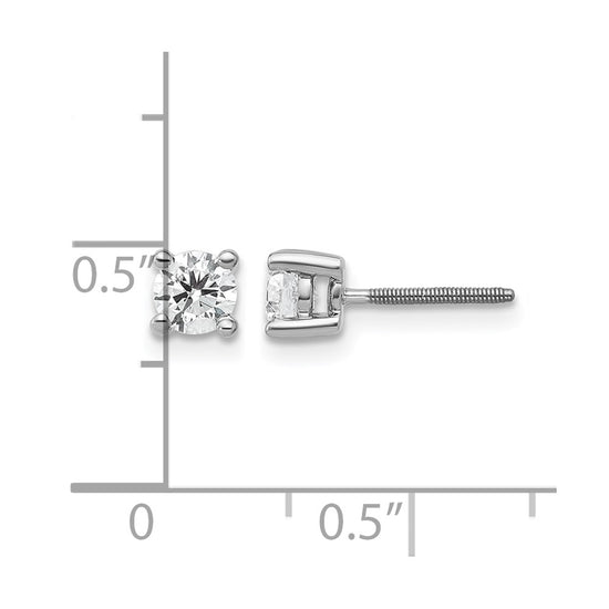 14k White Gold 1/2 carat Certified Lab Grown Diamond VS/SI+ G+ Round Complete Four Prong Screwback Heavyweight Stud Earrings