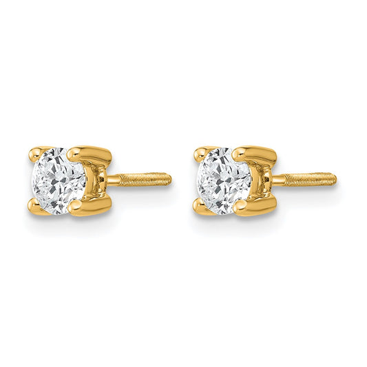 14k 1/2 carat Lab Grown Diamond VS+ F+ Round Complete Four Prong Screwback Heavyweight Stud Earrings
