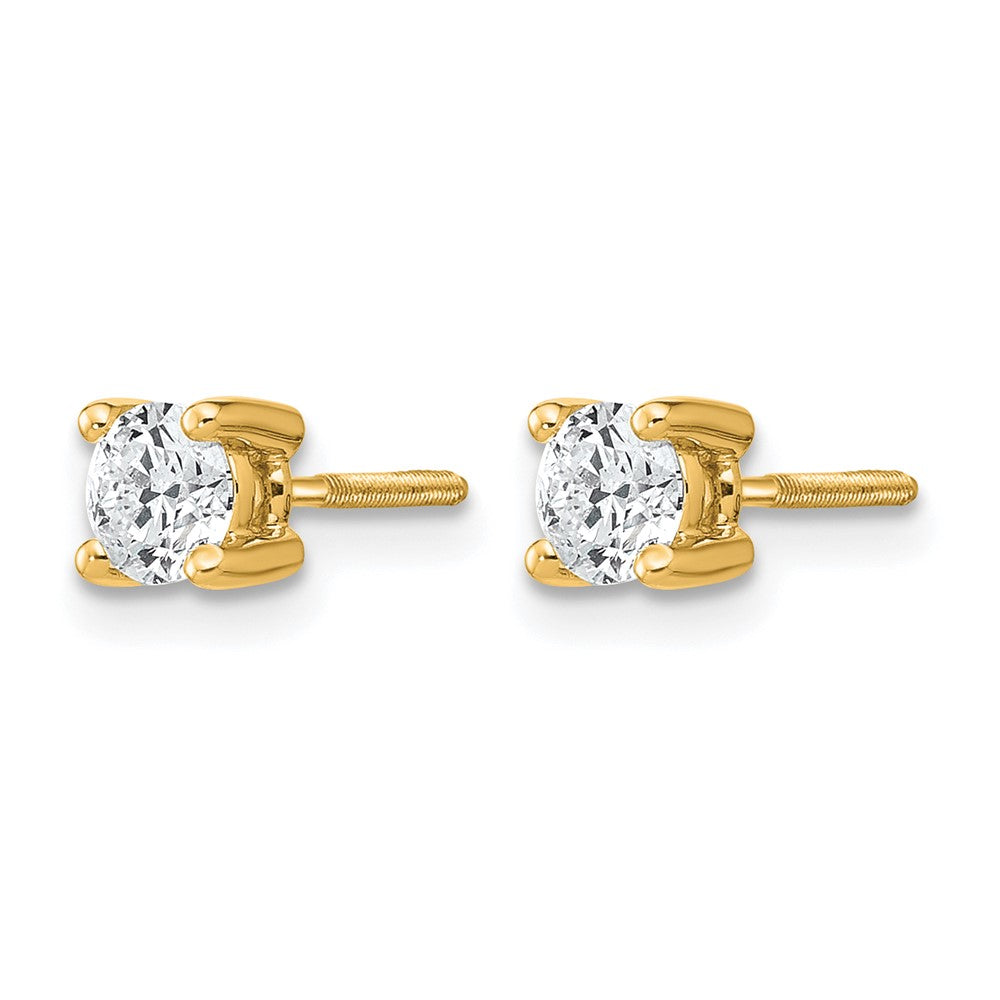 14k 1/2 carat Certified Lab Grown Diamond VS+ F+ Round Complete Four Prong Screwback Heavyweight Stud Earrings