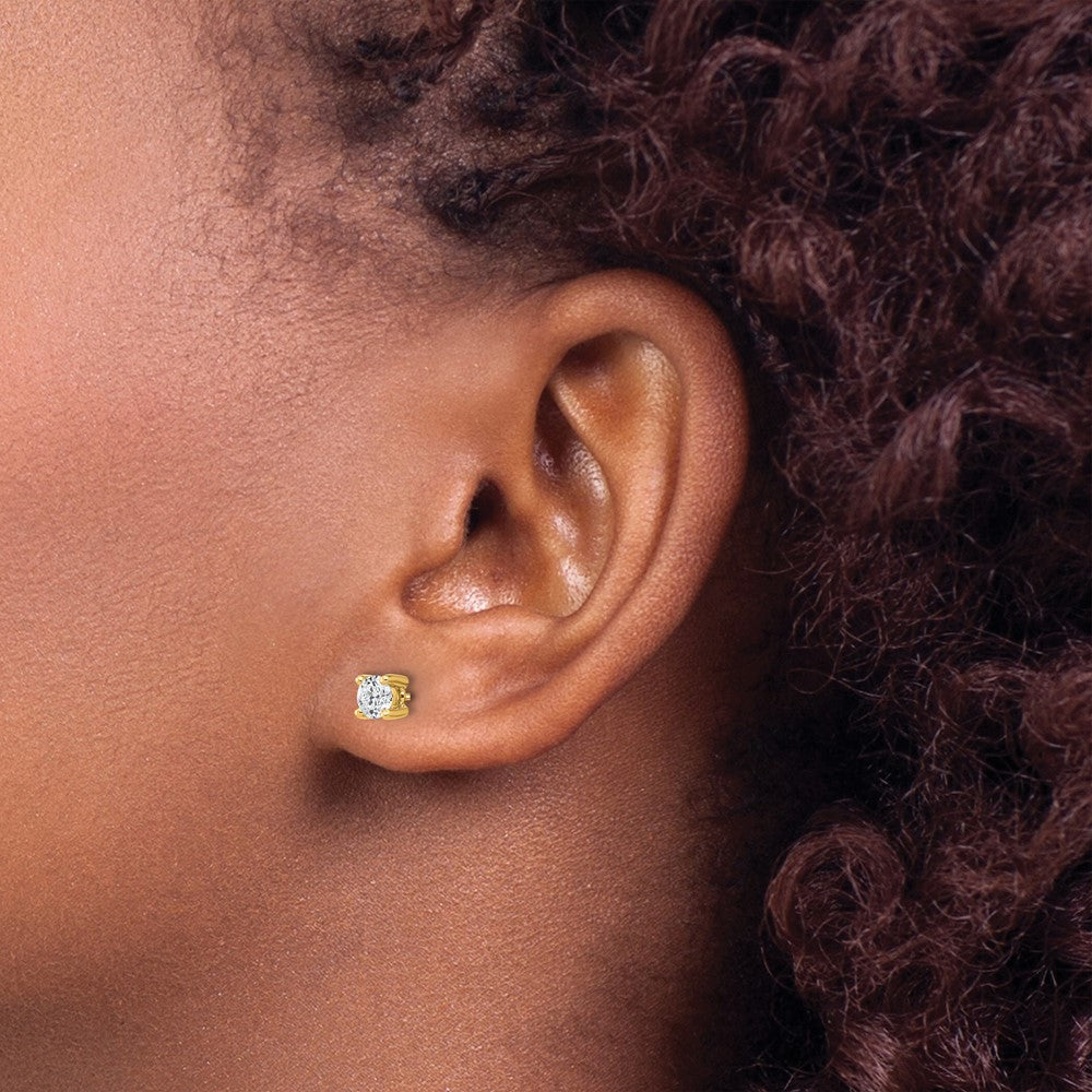 14k 1/2 carat Certified Lab Grown Diamond VS+ F+ Round Complete Four Prong Screwback Heavyweight Stud Earrings