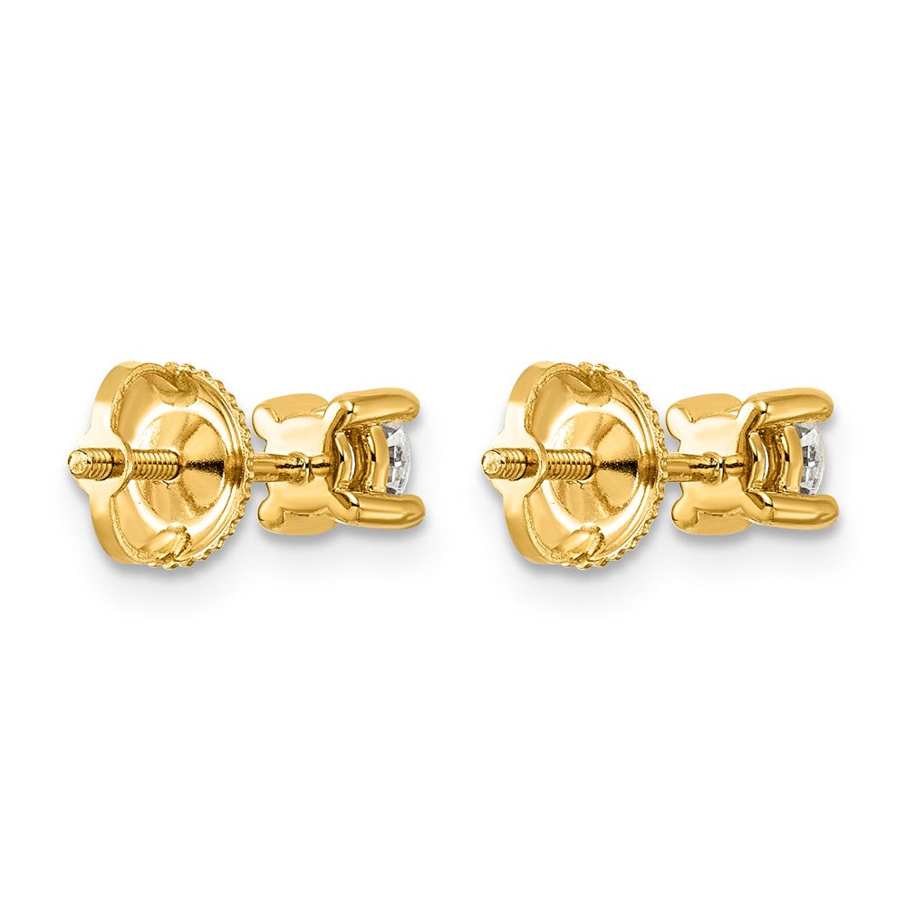 14k 1/2 carat Lab Grown Diamond VS+ F+ Round Complete Four Prong Screwback Heavyweight Stud Earrings