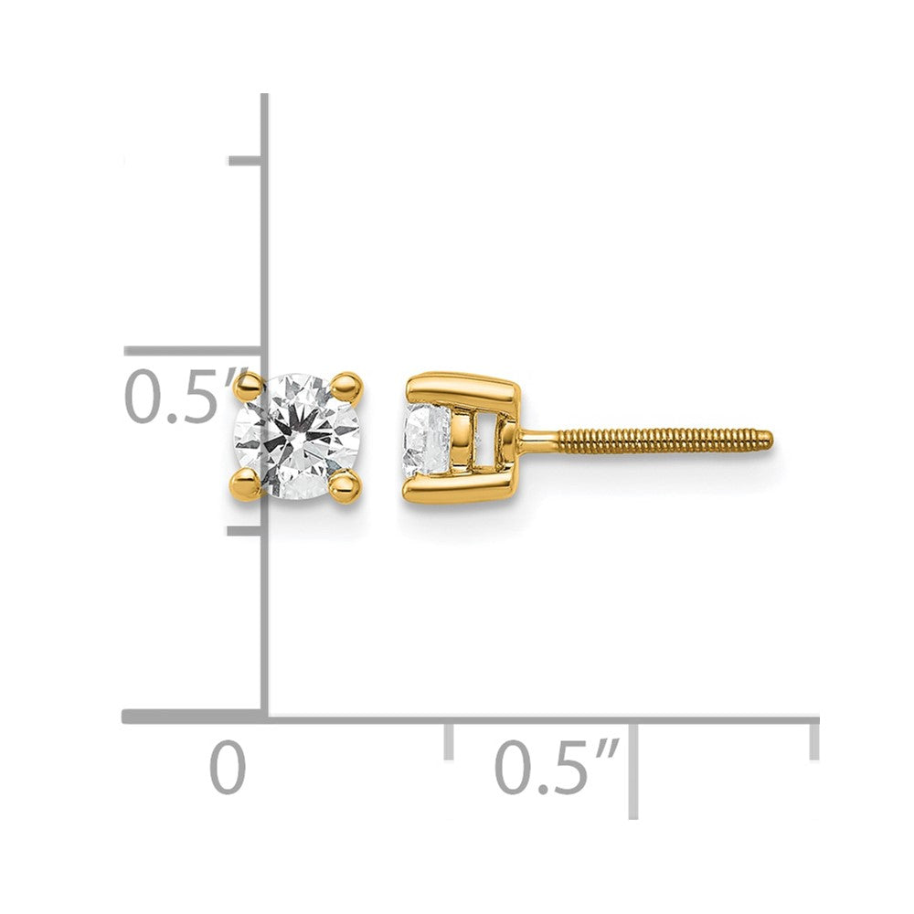 14k 1/2 carat Lab Grown Diamond VS+ F+ Round Complete Four Prong Screwback Heavyweight Stud Earrings