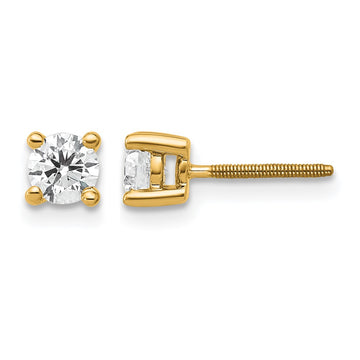 14k 1/2 carat Lab Grown Diamond VS+ F+ Round Complete Four Prong Screwback Heavyweight Stud Earrings