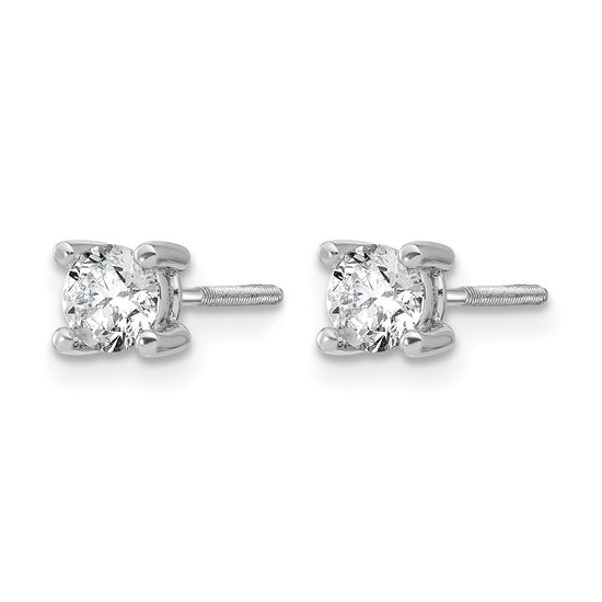 14k White Gold 5/8 carat Lab Grown Diamond VS+ F+ Round Complete Four Prong Screwback Heavyweight Stud Earrings