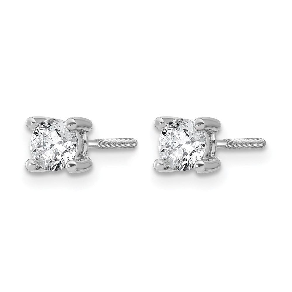 14k White Gold 5/8 carat Lab Grown Diamond VS+ F+ Round Complete Four Prong Screwback Heavyweight Stud Earrings