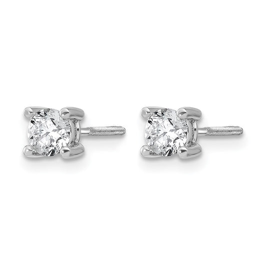 14k White Gold 5/8 carat Lab Grown Diamond VS+ F+ Round Complete Four Prong Screwback Heavyweight Stud Earrings