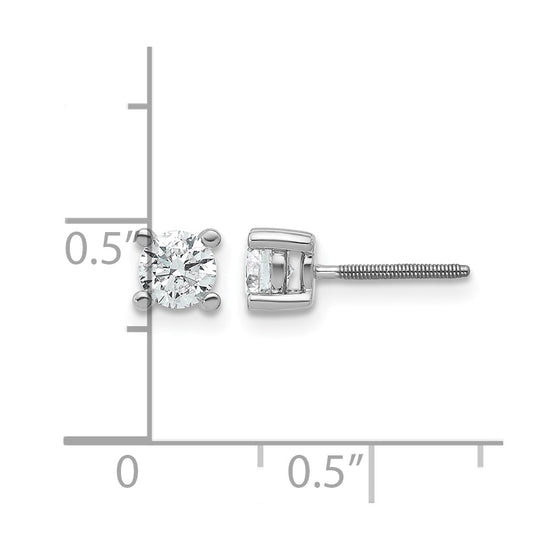 14k White Gold 5/8 carat Lab Grown Diamond VS+ F+ Round Complete Four Prong Screwback Heavyweight Stud Earrings