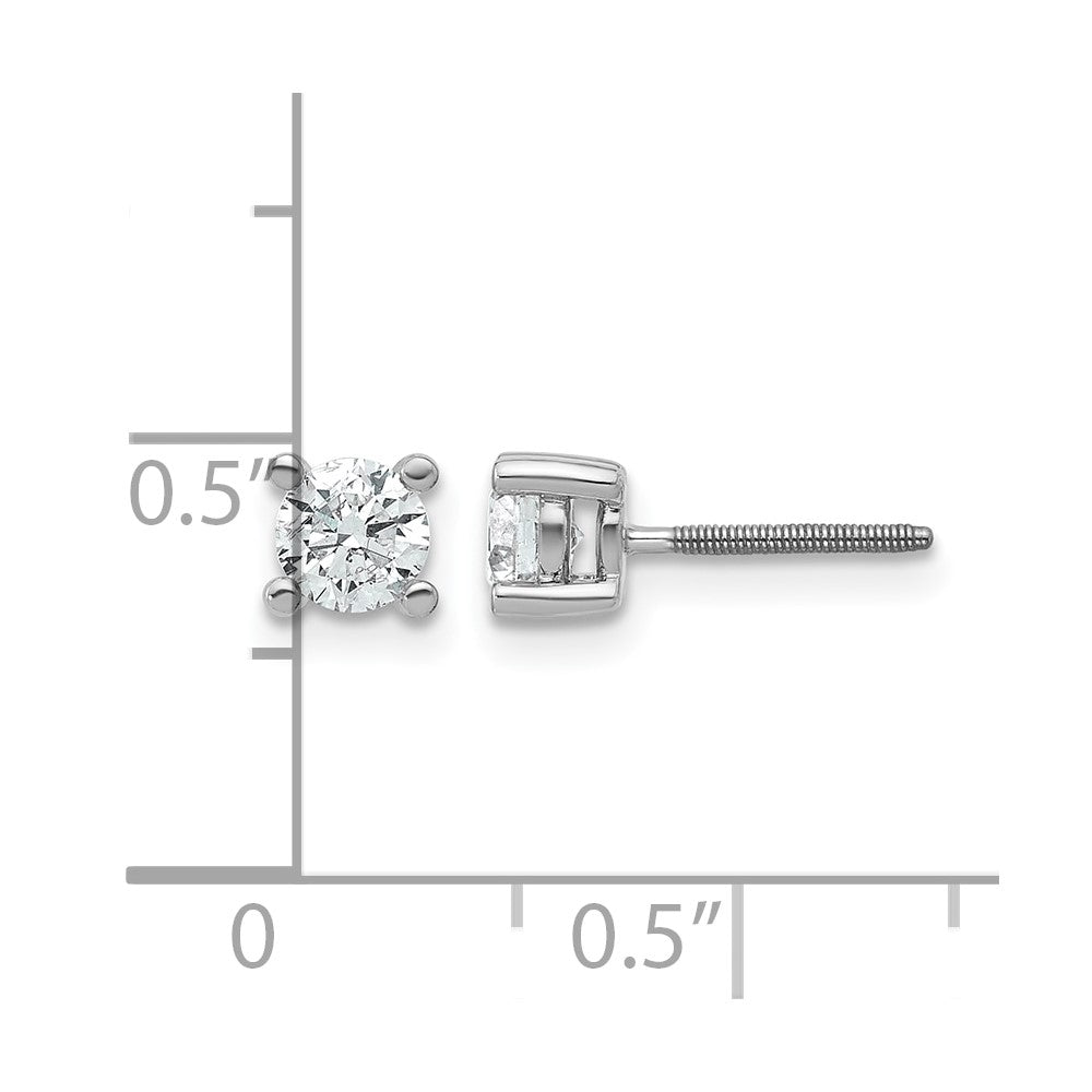 14k White Gold 5/8 carat Lab Grown Diamond VS+ F+ Round Complete Four Prong Screwback Heavyweight Stud Earrings
