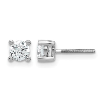 14k White Gold 5/8 carat Lab Grown Diamond VS+ F+ Round Complete Four Prong Screwback Heavyweight Stud Earrings